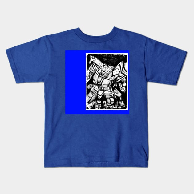 the exia gundam in sketch mechanics Kids T-Shirt by jorge_lebeau